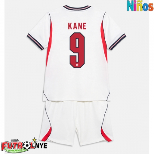 Camiseta Inglaterra Harry Kane #9 Primera Equipación para niños Mundial 2026 manga corta (+ pantalones cortos)